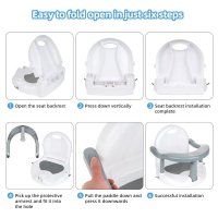 Scaunel de baie pentru bebelusi Little Mom Grey, pliabil, design ergonomic cu spatar si maner de transport, fixare cu ventuze, dimensiune 32 x 32 x 28 cm - 5