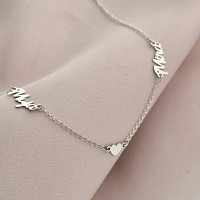 Lantisor personalizat Conexiune - 2 Nume si 1 Inimioara - Argint 925 - 1