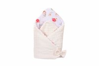 Paturica de infasat model flori de bumbac si plus minky crem 80x80 cm - 1