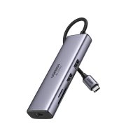 Adaptor multifunctional 7-in-1 UGREEN USB-C, 2 x USB 3.2, 1 x HDMI 4K, 1 x USB-C PD 100W, 1 x Ethernet 1Gbps, Gri - 1