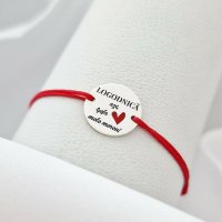Bratara logodnica azi, sefa inimii mele mereu - Argint 925 si email rosu - Snur reglabil - 1
