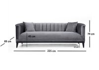 Canapea 3 locuri Trendy Gri inchis 225x79x89 cm - 4
