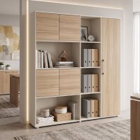 Biblioteca Chidi Bej 160x40x200 cm - Solutie Eleganta pentru Birou Modern - 1