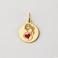 ELM Charm Girl Mama din argint 925 placat cu aur galben 18K - 1