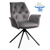 Scaun rotativ BUC 0224 gri din catifea cu cadru metalic pentru living - 1
