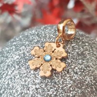 Charm personalizat Craciun - Fulg de zapada - Argint 925 placat cu Aur roz 18K - cristal Swarovski - 1