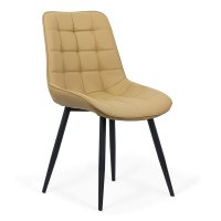 Scaun elegant din piele ecologica cu cadru metalic negru BUC 206P in nuanta bej - 1