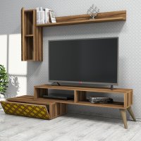 Comoda TV Planet - Walnut, Yellow - 2