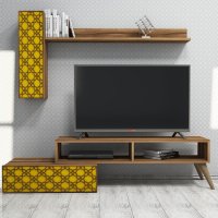 Comoda TV Planet - Walnut, Yellow - 3