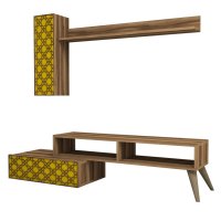 Comoda TV Planet - Walnut, Yellow - 5
