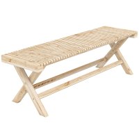 Banca de gradina Outsunny din lemn masiv de brad, 140 x 40 x 43 cm, cu sezut din sipci, finisaj natural - 1