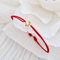 Bratara cu Banut de 10 mm - Fecioara Maria si Pruncul Iisus - Aur Galben 9K - Snur Reglabil - 1