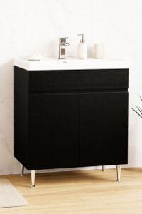 Set Baza front MDF si Lavoar seria 786, montat, 70 cm, negru - 1
