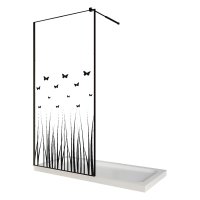 Perete dus walk-in Butterfly 103, sticla 6 mm, profil negru mat, 90 x 200 cm, tija extensibila - 1