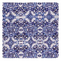 Esarfa patrata cu imprimeu marocan alb si albastru, 70x70 cm - 1