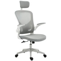 Scaun ergonomic Vinsetto pentru birou cu balans, spătar înalt, suport lombar și cap, brațe pliabile, Gri, 65 x 64 x 114-122 cm | Aosom Romania - 1
