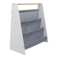 Organizator Ginger Home Nursery White din MDF si lemn de pin pentru carti si reviste copiijucariimateriale didactice si alte obiecte mici,design portabil cu maner,dimensiune 60X25X60 cm - 3