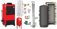 Pachet Centrala pe combustibil solid Fiama D2-40 Putere 46 kW, cu Ventilator si Automatizare, Puffer 1000 litri, Cos inox, Boiler Termoelectric, Pompa, Vas Expansiune si Fitinguri - 1