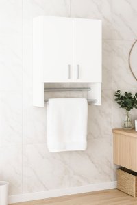 Dulap baie suspendat BELLA, 2 usi, alb, 50x21.5x68 cm - 1