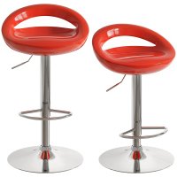 HOMCOM Set 2 Scaune de Bar Reglabile si Rotative, 46x41x76-96 cm, Roșu | Aosom Romania - 1