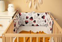 Aparatoare pentru patut Sensillo Waffle Mice Grey 180x30cm cu doua fete din bumbac, umplutura antialergica,prindere cu panglici - 3