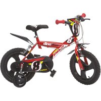 Bicicleta copii Dino Bikes Pro-cross rosu 16 inch, varsta 6-8 ani, inaltimea 107-125 cm, frana de mana roata din fataspate, roti ajutatoare detasabile, scut frontal, anvelope gonflabile - 2
