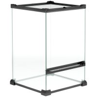 Terariu PawHut din sticlă pentru reptile - 12 L, capac din plasă metalică, 20 x 20 x 30 cm, negru - 1