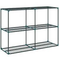 Suport Vertical pentru Plante Outsunny cu 3 Niveluri din Oțel și Plastic, 143x48x100 cm, Verde Închis | Aosom Romania - 1