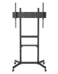 Techly ICA-TR044, stand TV mobil reglabil pentru ecrane de 55-100 inch, cu roti si raft multimedia, negru - 1
