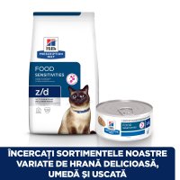 HILL'S Prescription Diet z/d Food Sensitivities, dietă veterinară pisici, hrană uscată, afecțiuni dermatologice și digestive HILL'S Prescription Diet z/d Food Sensitivities, dietă veterinară pisici, hrană uscată, piele & blana, sistem digestiv, 6kg - 12