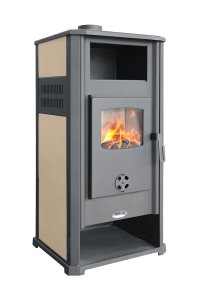 Soba pe lemne Fornello Ambasador LM N 9-11 kW, 490x460x1040 mm, cu gratar din fonta si usa din sticla termorezistenta - 1