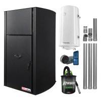 Pachet centrala pe peleti Fornello Fiama Confort B 25 kW cu boiler de 100 l, termostat WiFi si kit evacuare - 1
