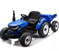 Tractor electric Nichiduta Speed Track Blue cu remorca, acumulator 24V8Ah, 2 motoare x 200W, roti EVA si telecomanda 2.4G - 1