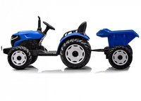 Tractor electric Nichiduta Speed Track Blue cu remorca, acumulator 24V8Ah, 2 motoare x 200W, roti EVA si telecomanda 2.4G - 2