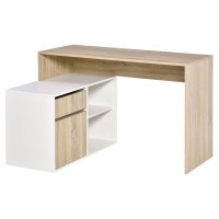 Birou unghiular HOMCOM din PAL cu sertar, dulapior si rafturi deschise 120x92x75.5cm | Aosom Romania - 1