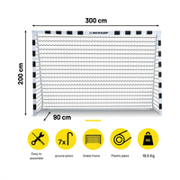 Poarta de fotbal Dunlop, 300 x 200 x 90 cm, cu cadru metalic - 8