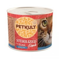 PETKULT Sterilised, Ton, conservă hrană umedă fără cereale pisici, 185g - 2