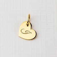 Charm ELM - Inima cu Initiala din Argint 925 Placat cu Aur Galben 18K - 1