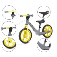 Bicicleta copii fara pedale Byox Go On grey 12 inch, roti din spuma EVA, scaun reglabil 32-41 cm, cadru din aliaj de magneziu, roti din spuma rezistenta, greutate maxima 30 kg - 1