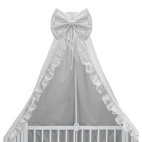 Baldachin pentru patut MimiNu cu funda si volanas 210x145 cm Royal Grey - 1