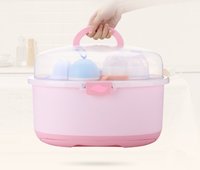Cutie depozitare si uscare biberoane Little Mom, portabila cu maner, cu colector de apa detasabil, dimensiune 33 x 26 cm, Storage Box Pink - 10