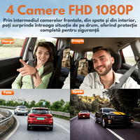 Camera de bord pentru masina cu 4 canale 360°–FHD 1080P, WIFI+GPS, Monitorizare PARCARE 24h, G-Senzor, Aplicatie Telefon - 9