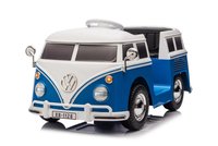 Masinuta electrica pentru copii, VW Samba Bus 70W, baterie 12V 7Ah, roti moi, scaun tapitat, culoare albastra - 1