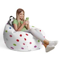 Fotoliu Puf Bean Bag Updecoreg Para L Alb cu Buline Colorate - 3