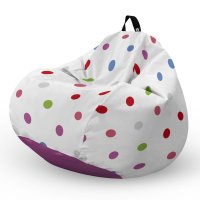 Fotoliu Puf Bean Bag Updecoreg Para L Alb cu Buline Colorate - 5