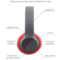 Casti wireless MRG P47 Rosu cu bluetooth microfon - 5