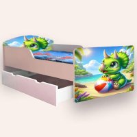 Pat pentru copii Dragon, cu sertar si saltea, 2-12 ani, 160x80 cm - 2