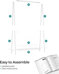Cuier stander Alb Songmics 92.5x33.5x153 cm - 6
