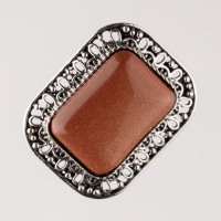 Brosa metalica argintie cu decoratiune din piatra lunii - cadou elegant - 1