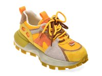 Pantofi sport GRYXX 8068 galbeni din piele ecologica pentru femei active - 1